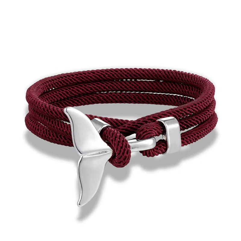 Ocean Style Whale Tail Anchor Bracelet for Men Women Multilayer Adjustable Rope Couple Bracelets Fashion Friendship Jewelry Gift