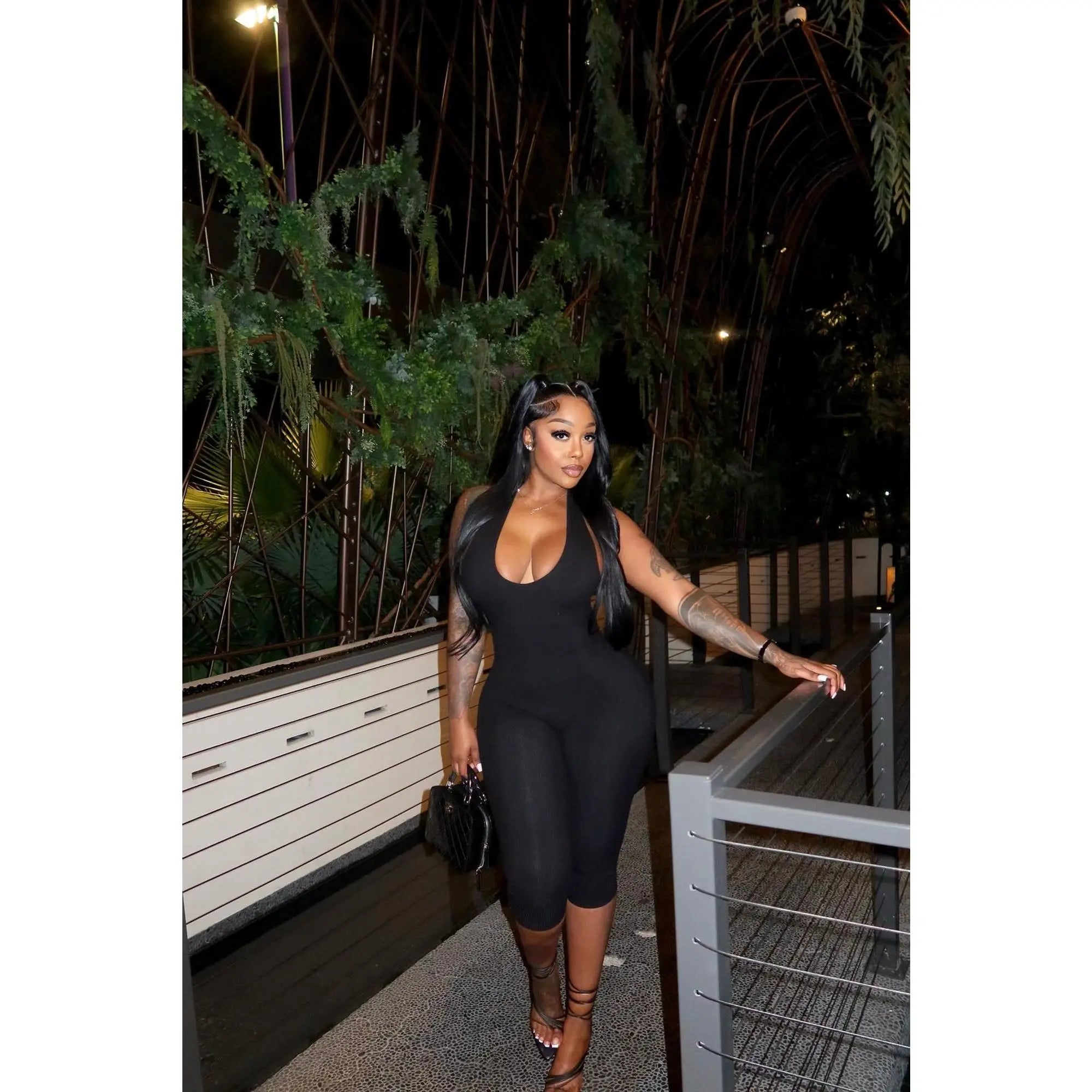 Taytum Snatched Capri Jumpsuit - Black
