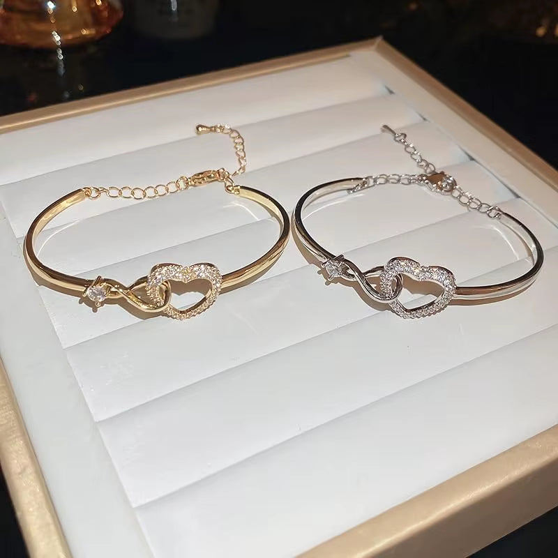 To My Daughter Forever Connected Bracelet, Infinity Forever Love Heart Bracelets from Mom Cubic Zirconia Inspirational Gift