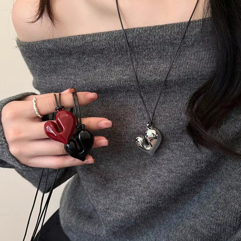 Crimson Love Vintage Heart Necklace – Romance with a Retro Soul