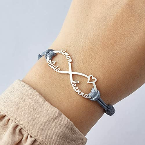 Infinity Bracelet the gift of showing LOVE: Couples Names, Mom, Dad, Daughter, Son, dog, cat...... Jewelry