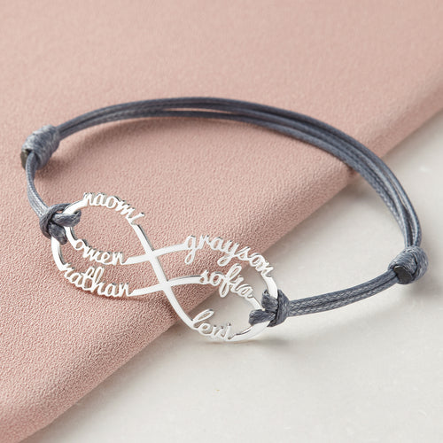 Infinity Bracelet the gift of showing LOVE: Couples Names, Mom, Dad, Daughter, Son, dog, cat...... Jewelry